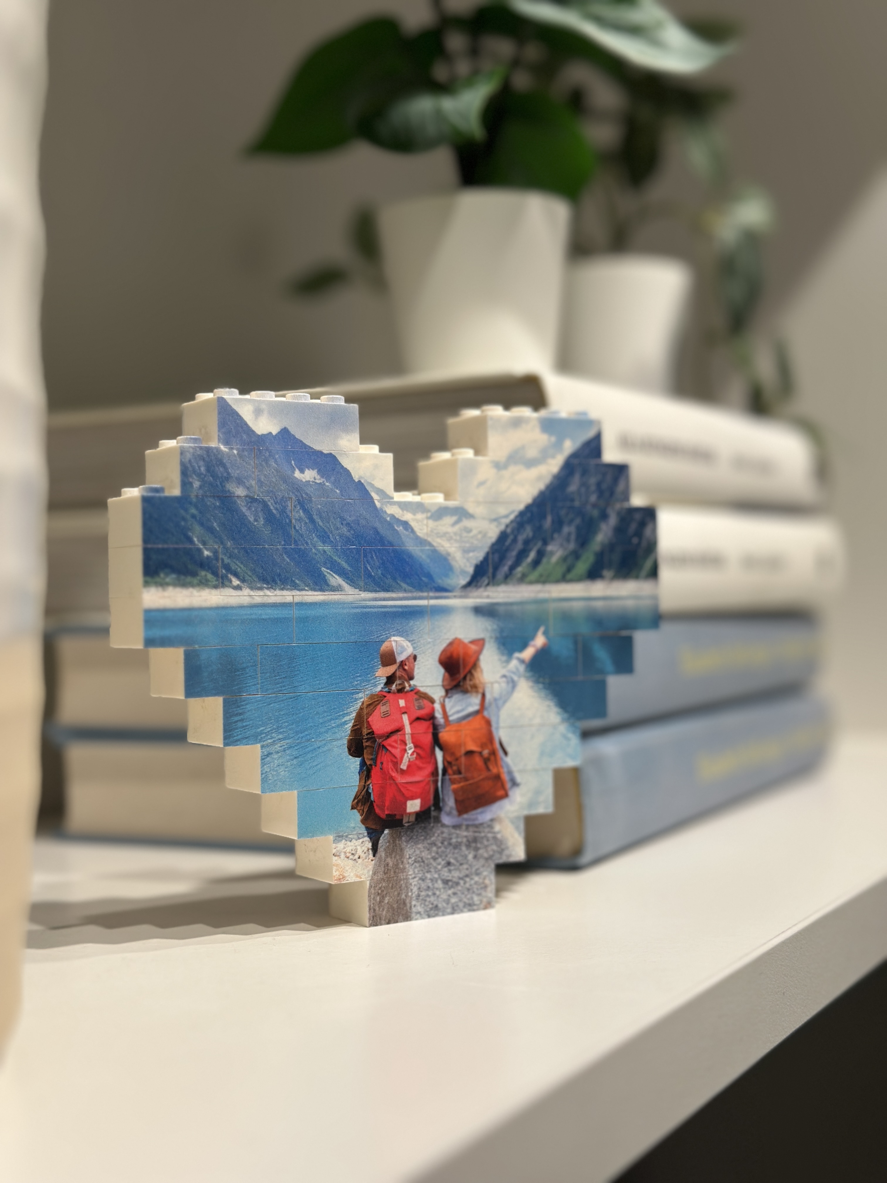 Heart shaped Personalised LEGO Photo Block Puzzle Gift