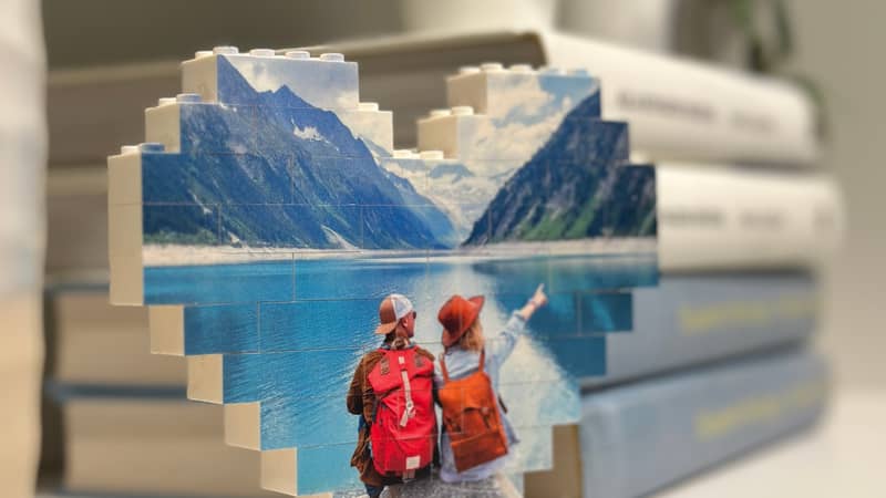 Heart shaped Personalised LEGO Photo Block Puzzle Gift