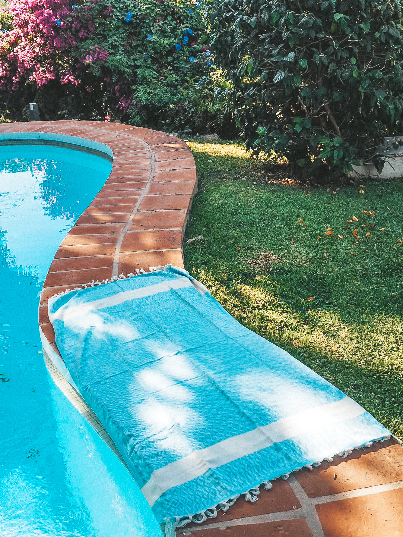Turquoise Diamond Towel by the pool
