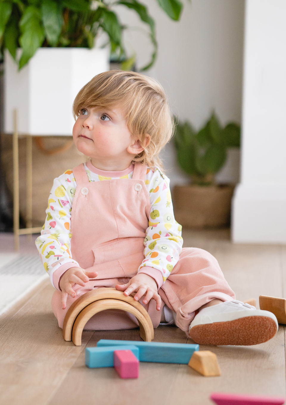 Pink organic cotton corduroy dungarees