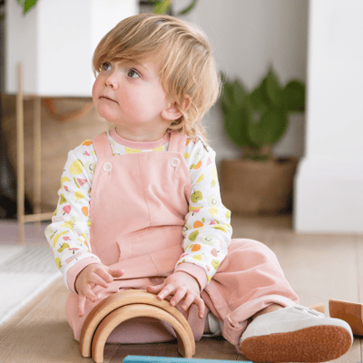 Pink organic cotton corduroy dungarees