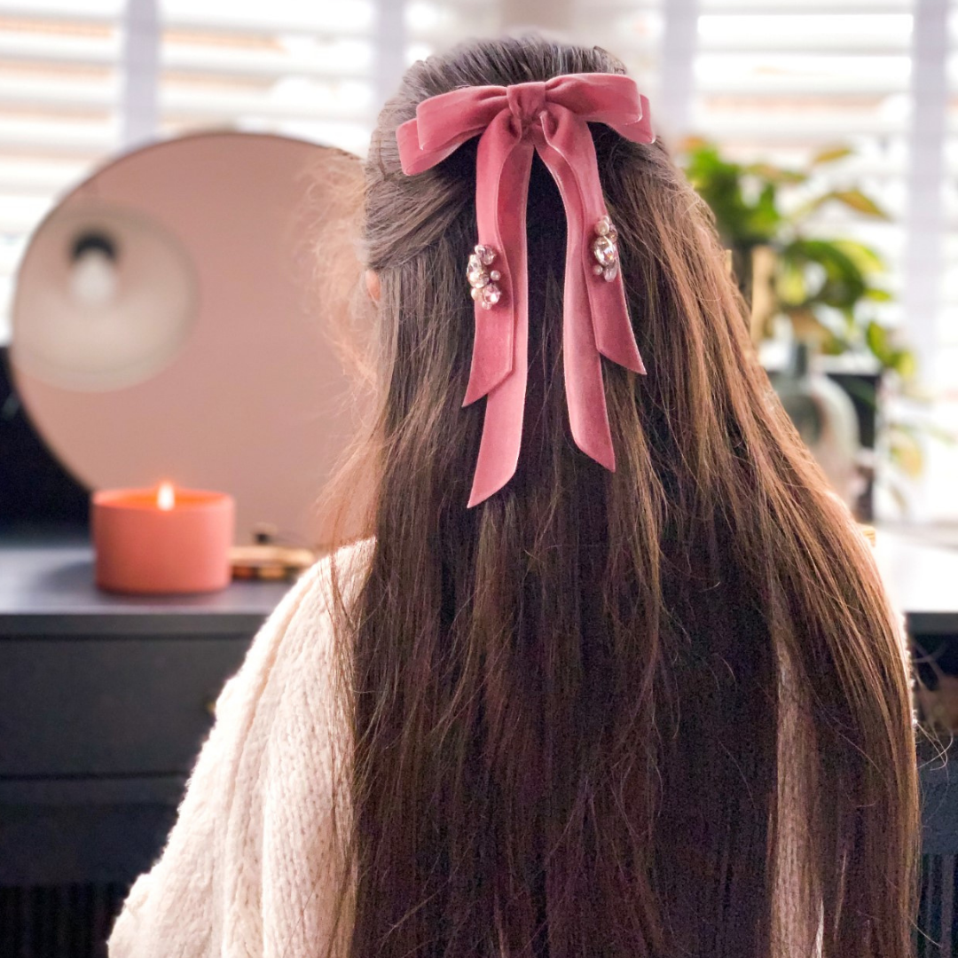 jewelled velvet hair bow
