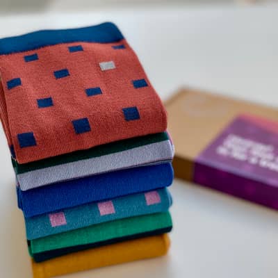 Colourful, eye-catching sock designs
