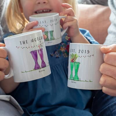 Personalised Set Of Welly Boot Family Mugs