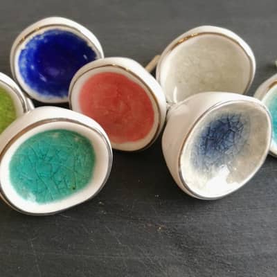 vibrant colourful ceramic knobs
