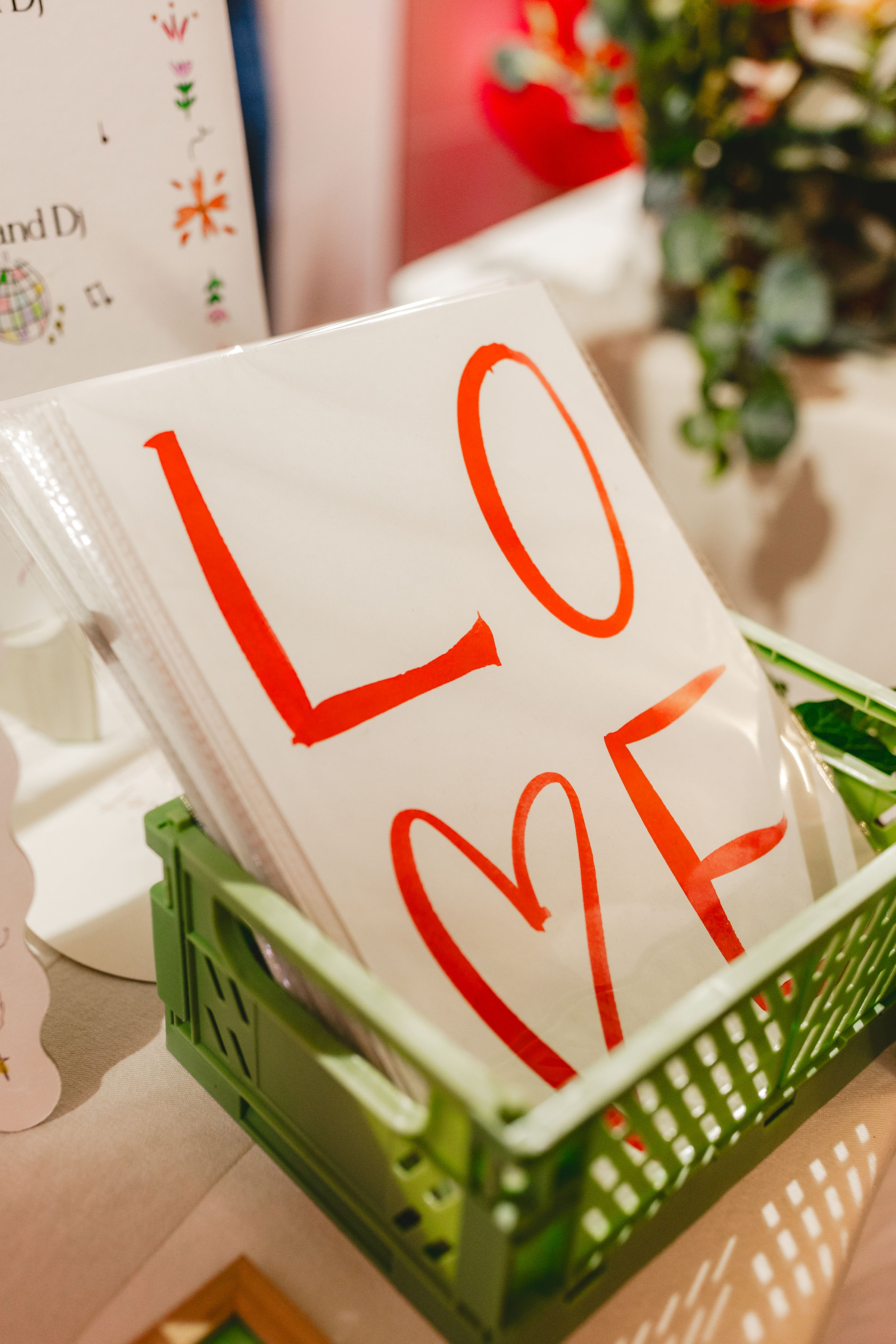 A poster with the words LOVE in capital letters