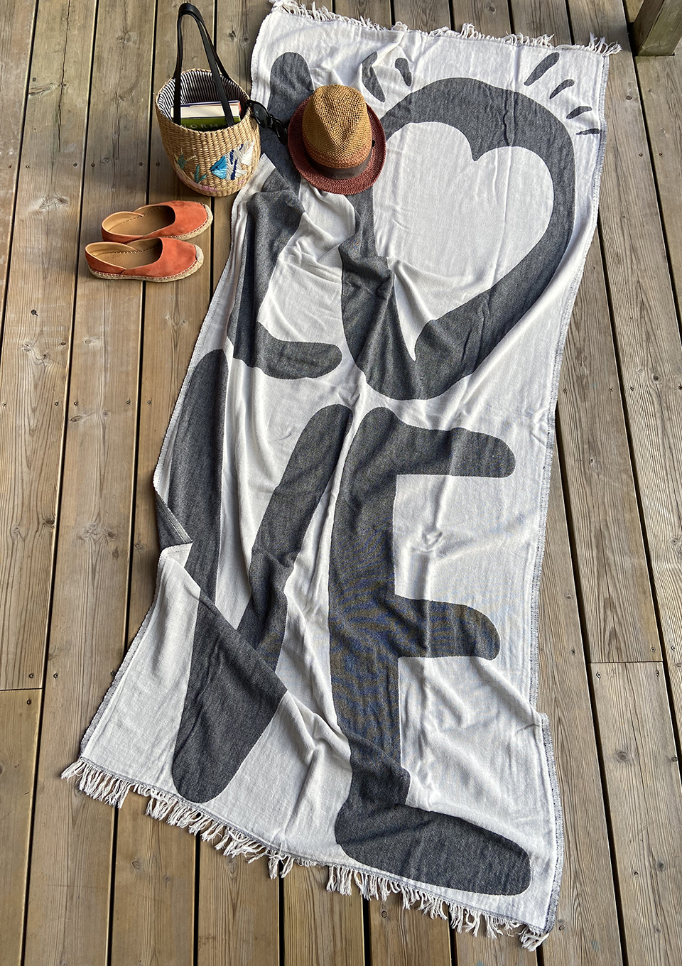 Double layer, handmade cotton beach and bath towel and throw.