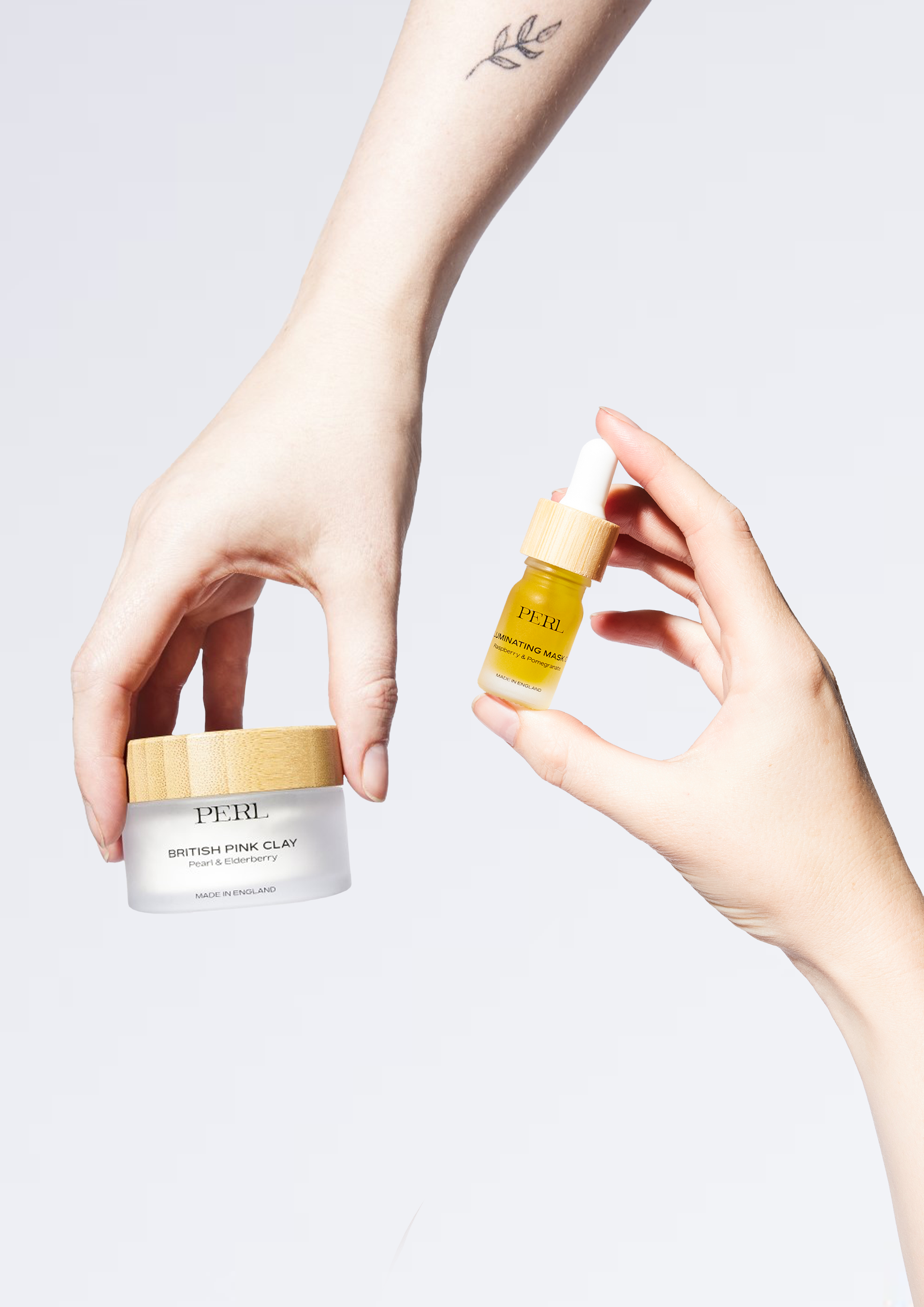british pink clay mask being held