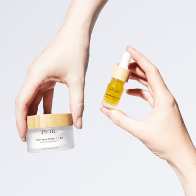 british pink clay mask being held