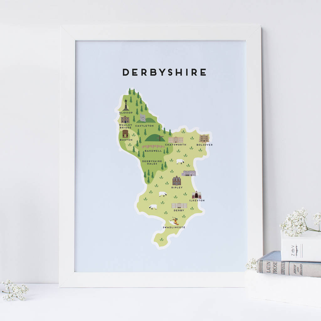 Illustrated map of Derbyshire
