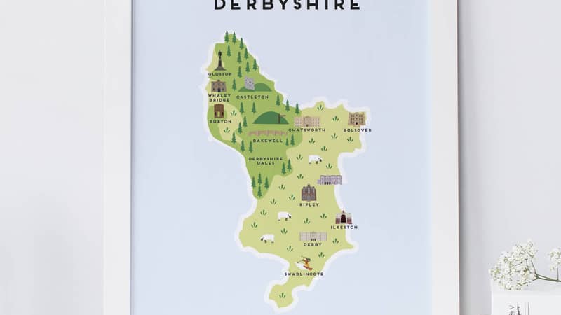 Illustrated map of Derbyshire