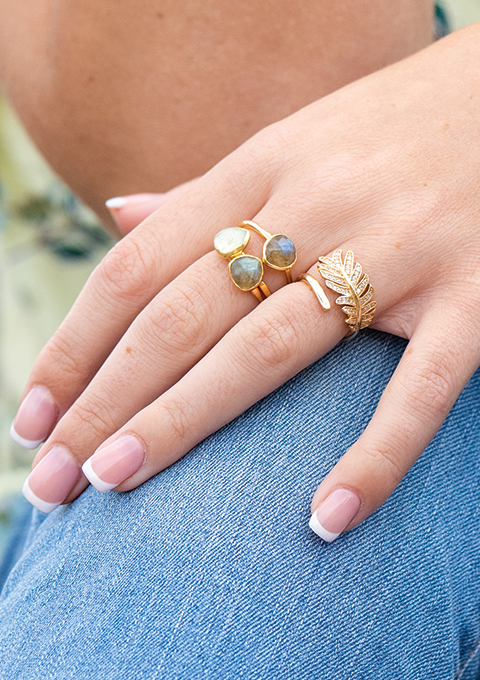 Sarah Alexander Green and Gold Rings