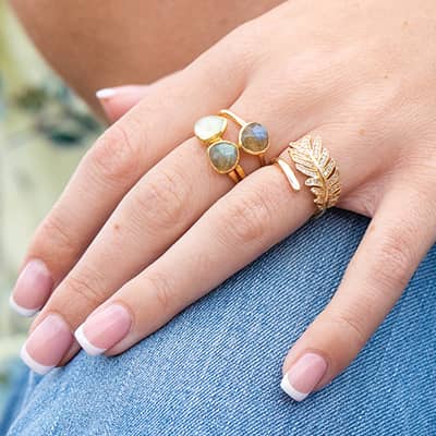 Sarah Alexander Green and Gold Rings