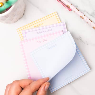 Coral & Ink's pastel gingham memo pads
