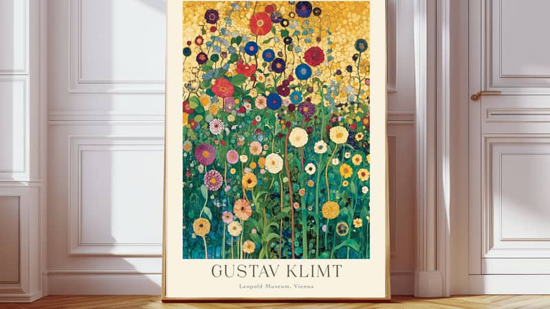 Gustav Klimt Flower Art Print