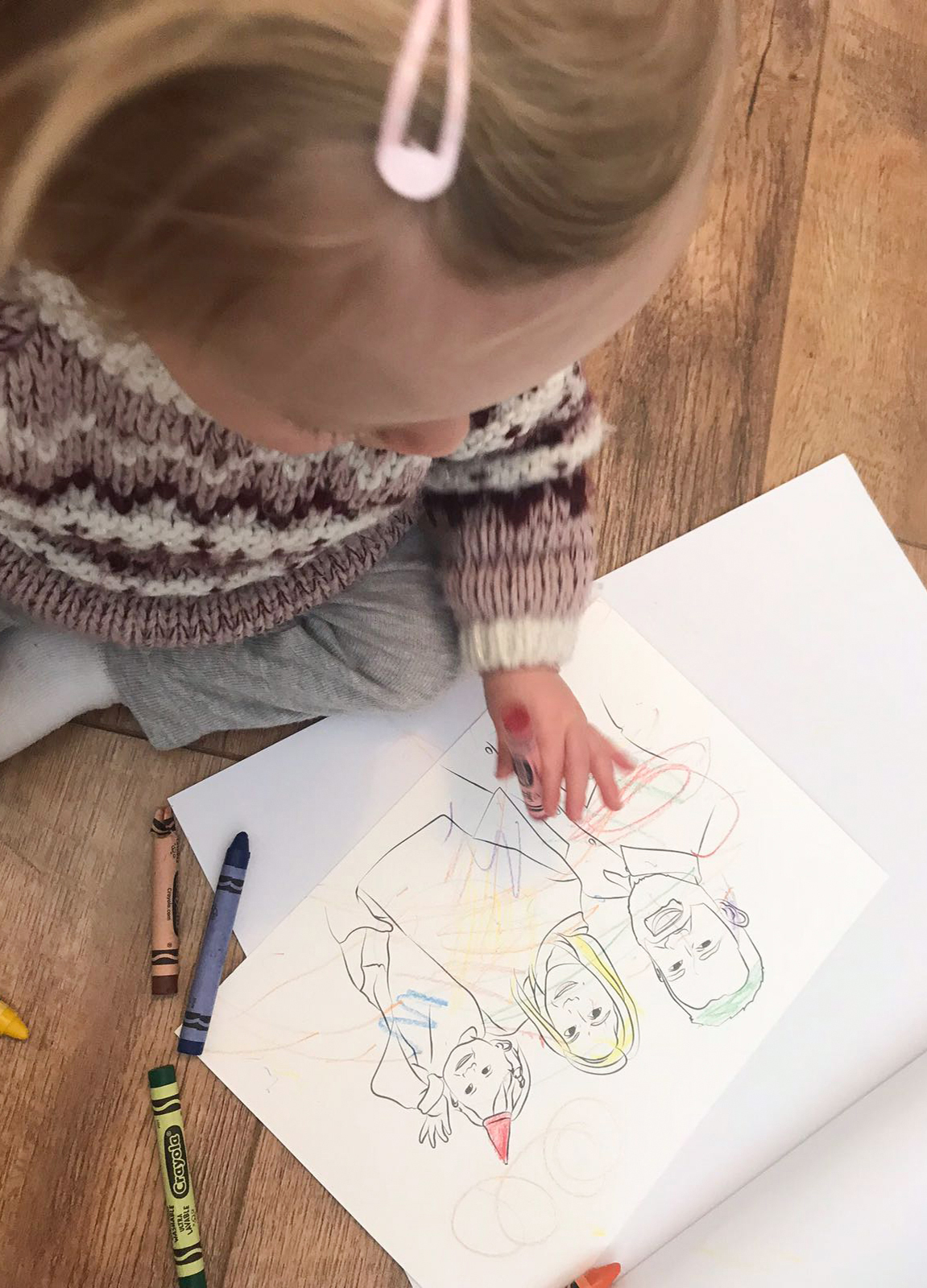 Personalised Colour In Family Portrait Line Drawing Print