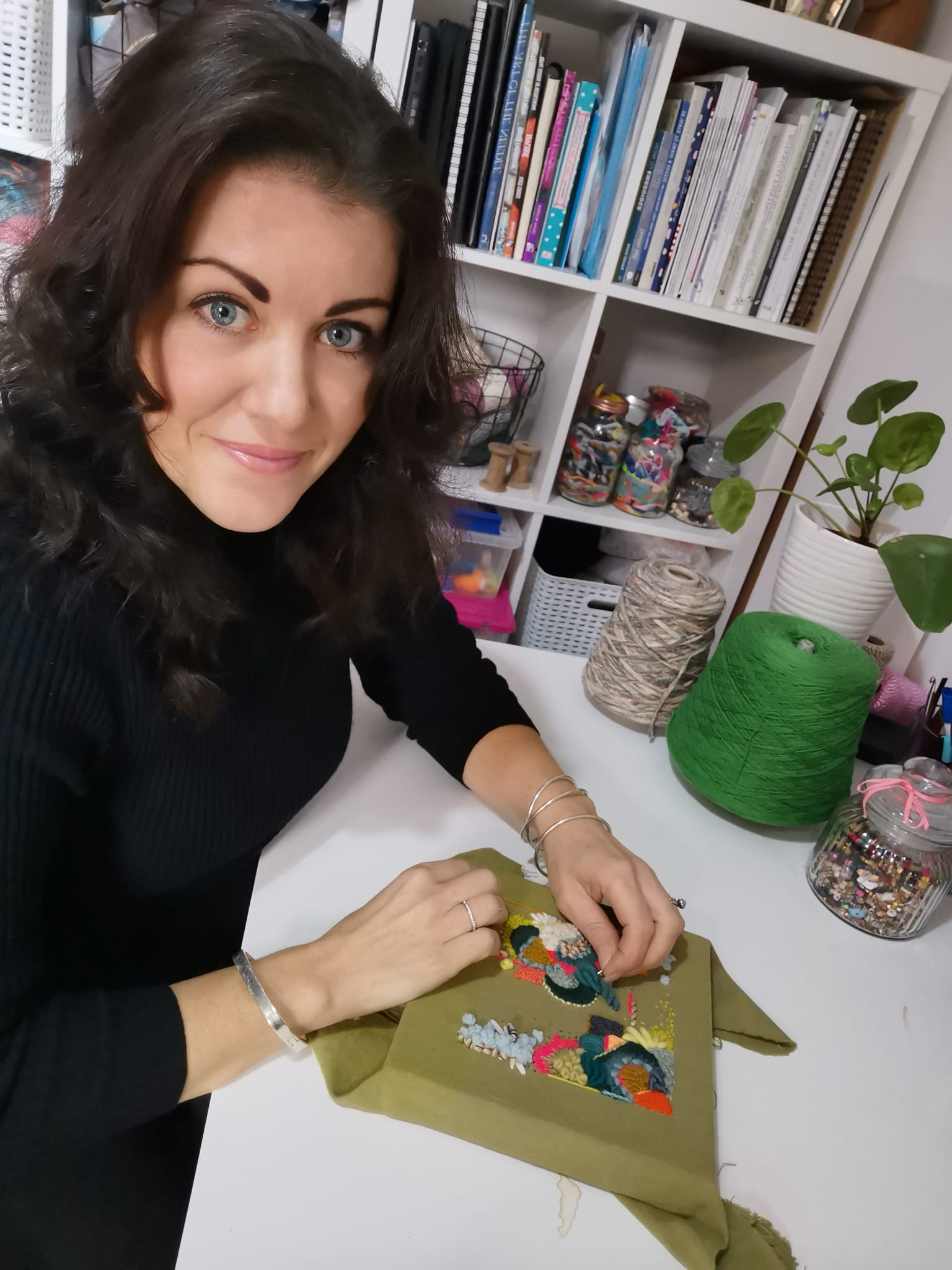 Wild Floss Embroidery pattern with fabric and threads