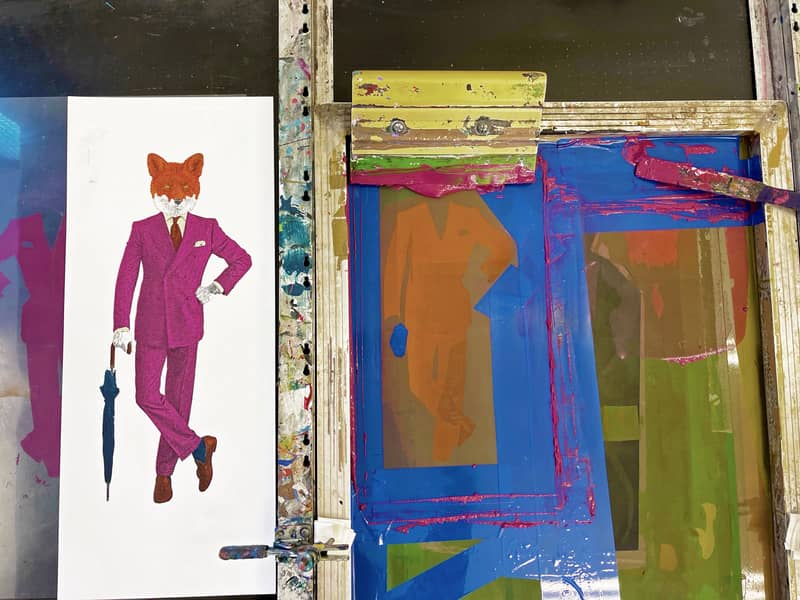 Screenprint in process