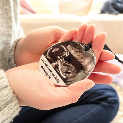 personalised baby ultrasound ceramic hanging decoration