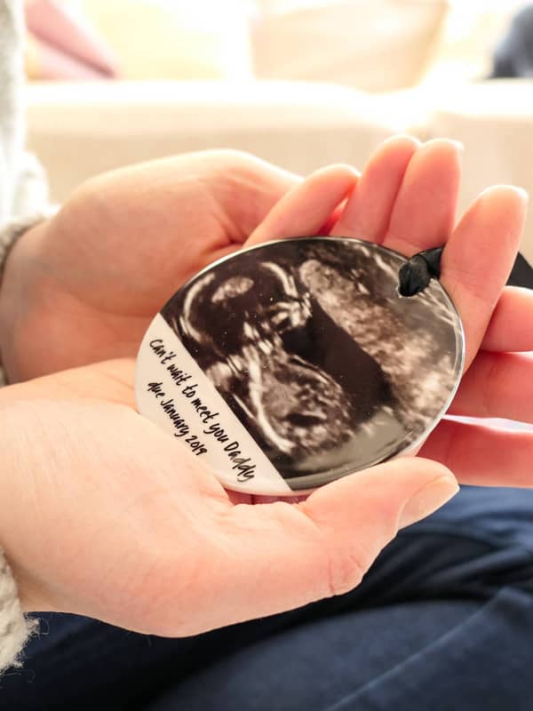 personalised baby ultrasound ceramic hanging decoration