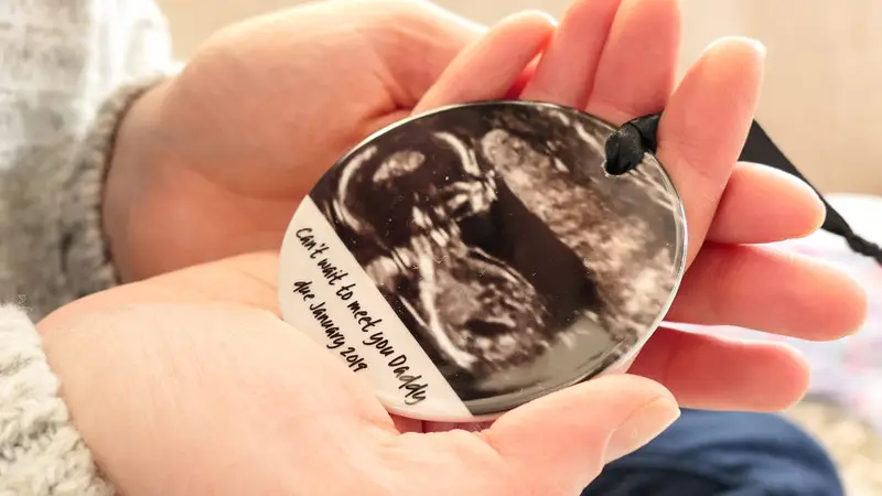 personalised baby ultrasound ceramic hanging decoration