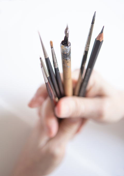 Vintage pens and brushes