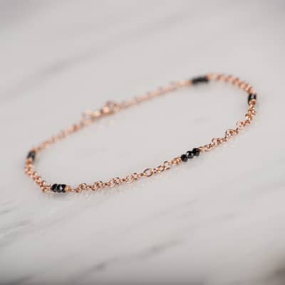 Black Spinels in 9ct Rose Gold Bracelet