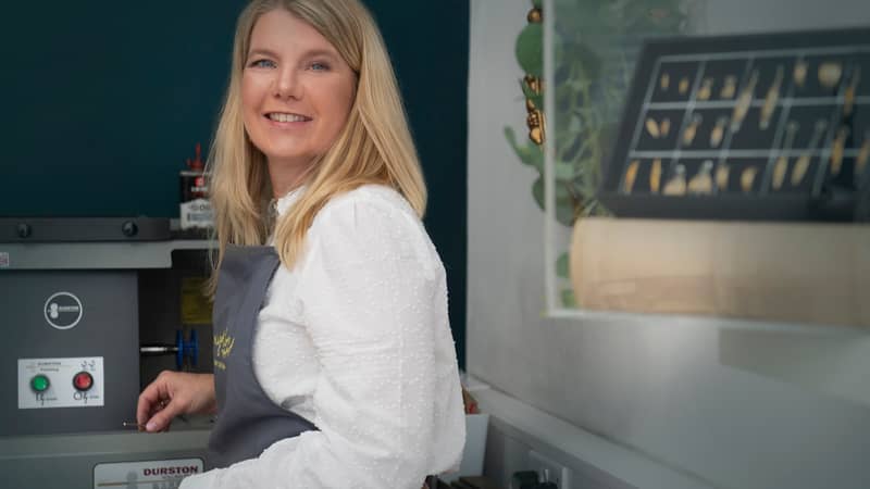 Claire Troughton in her Chester Jewellery Workshop