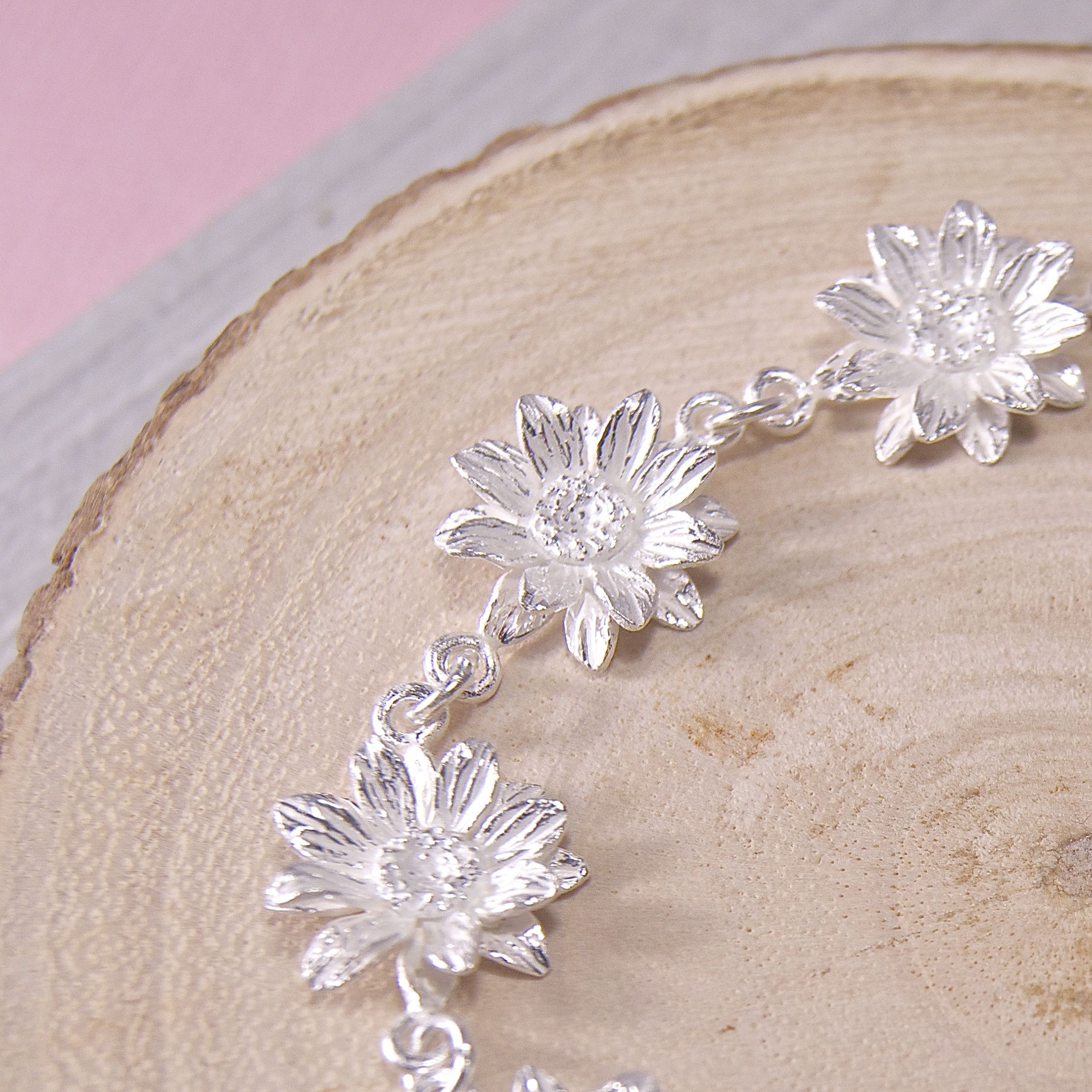 Silver Sunflower Bracelet