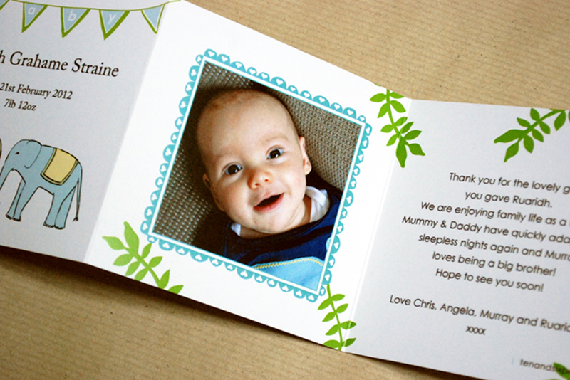 Jungle baby thank you cards photo ten and sixpence 