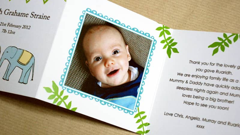 Jungle baby thank you cards photo ten and sixpence