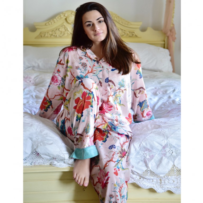 One of our best selling prints! Ladies Pink Floral Print Cotton Pyjamas