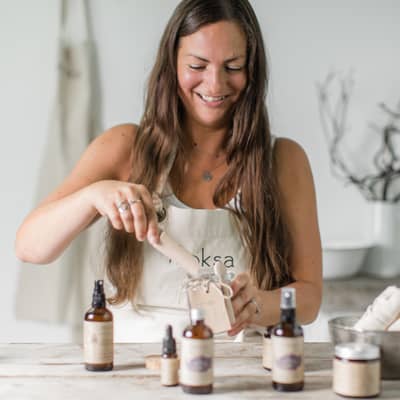 Moksa founder in her studio