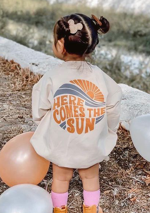 %100 Cotton Rompers "Here Comes The Sun" Motto