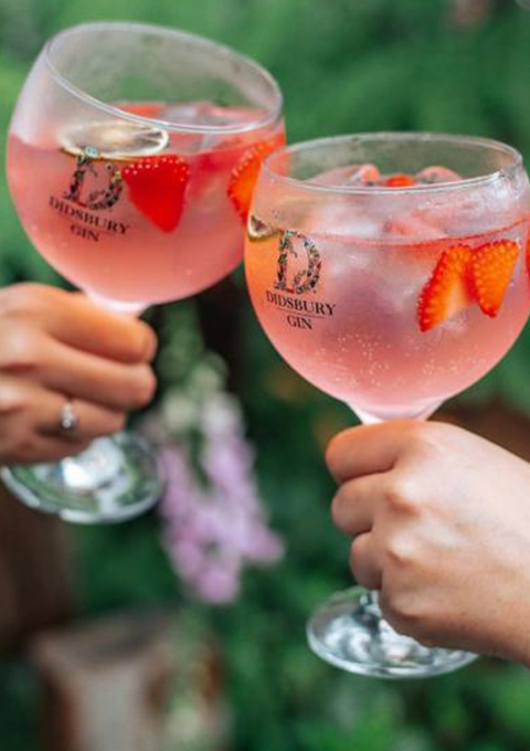 Didsbury Gin glasses in hands