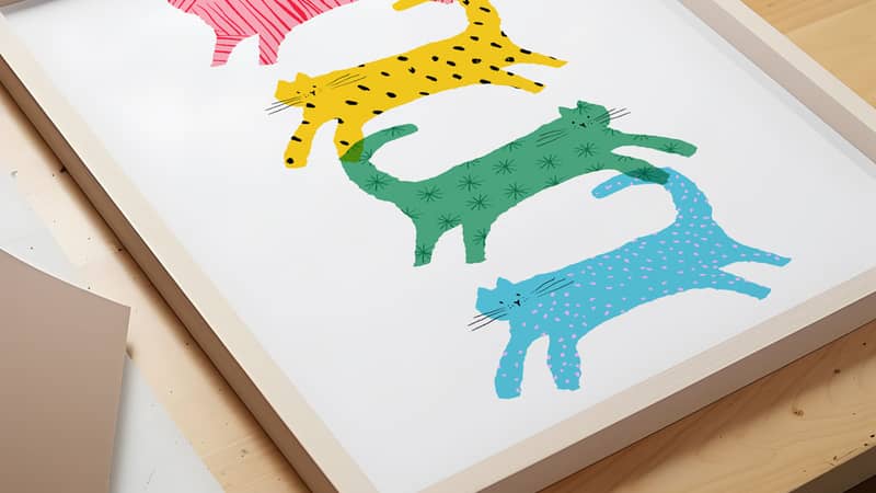 Stack of cats art print
