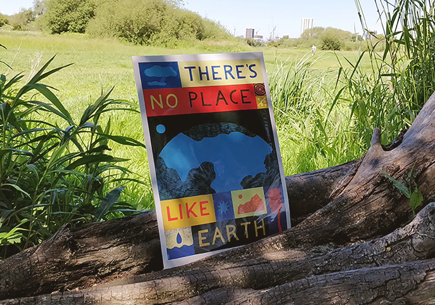 Lucy Scott's print 'There's no place like Earth' photographed in nature