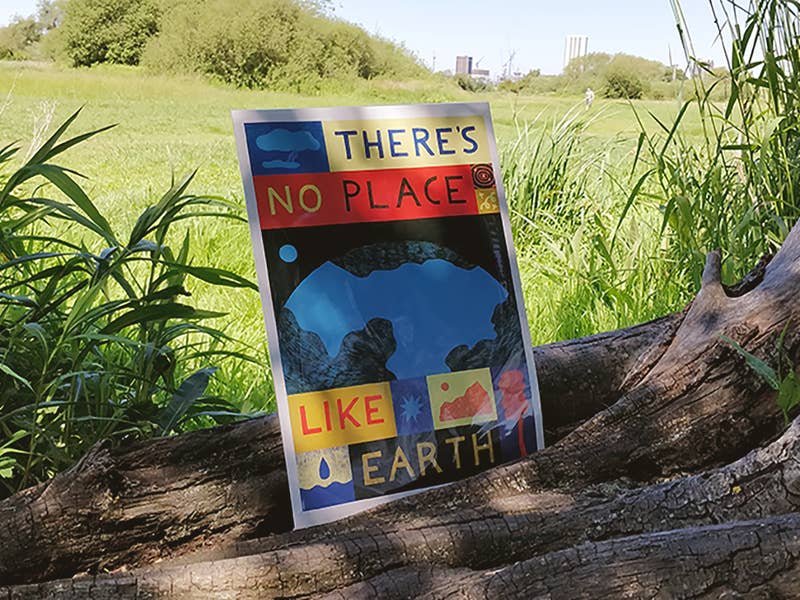 Lucy Scott's print 'There's no place like Earth' photographed in nature