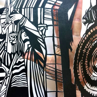 Papercut of Corpus Clock, Cambridge