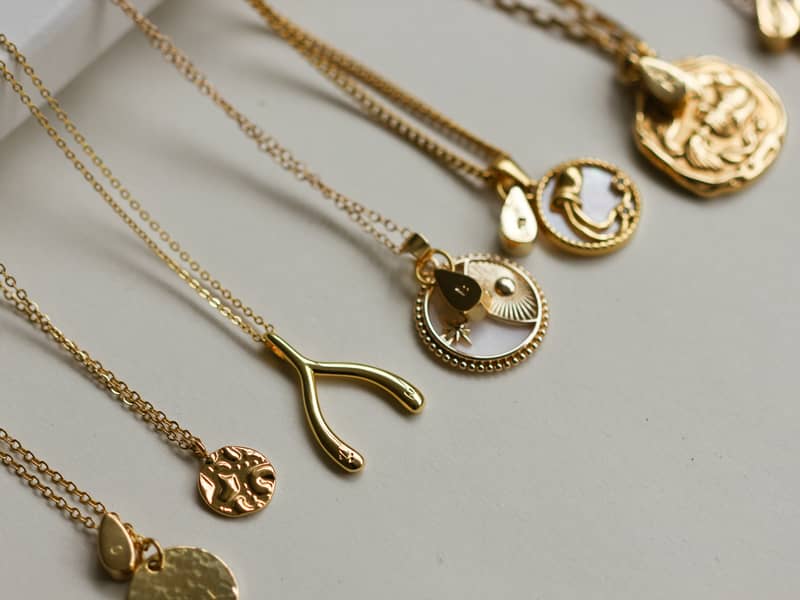 Gold vermeil initial necklace that spins