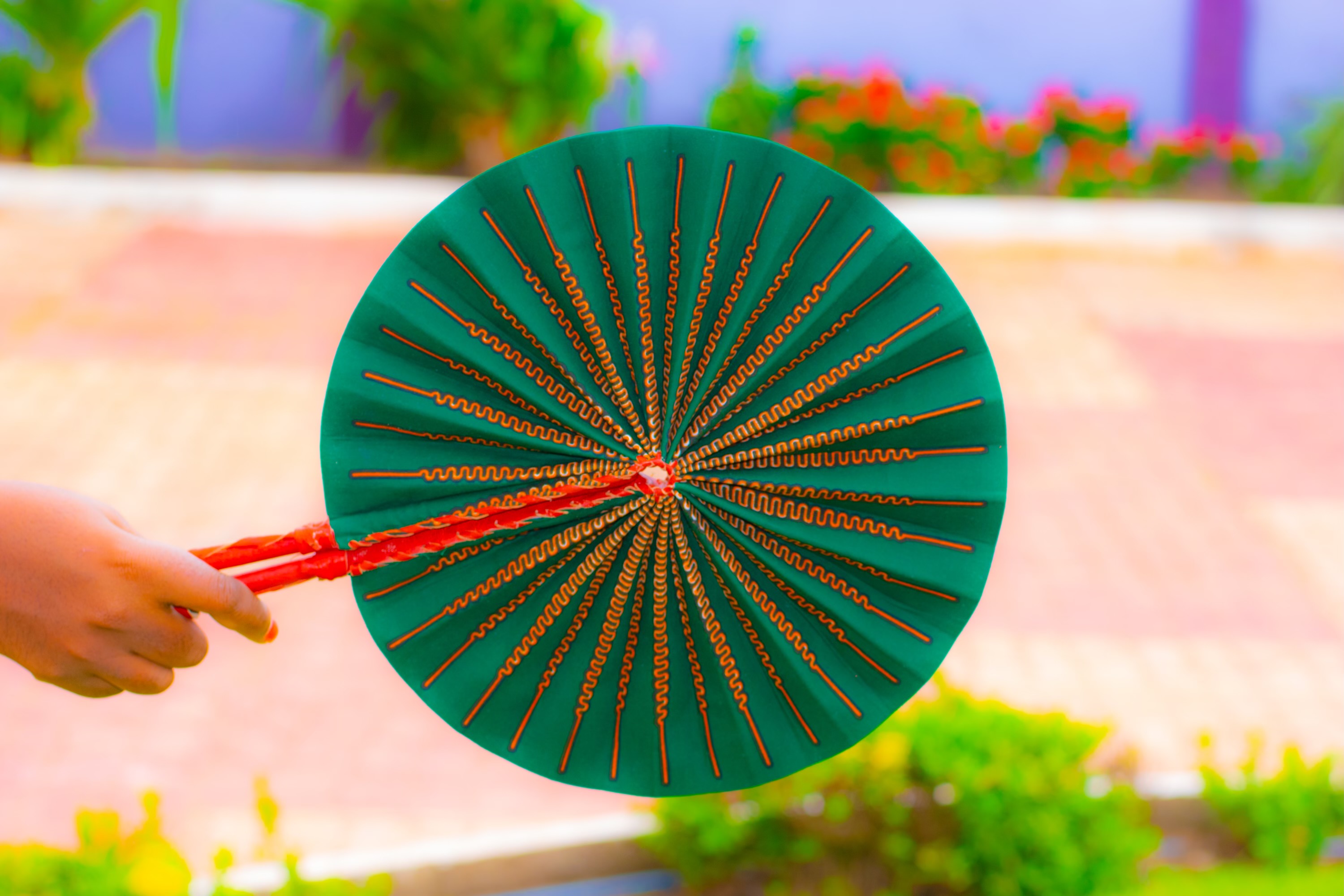Orange Angelina Kente Print Fan