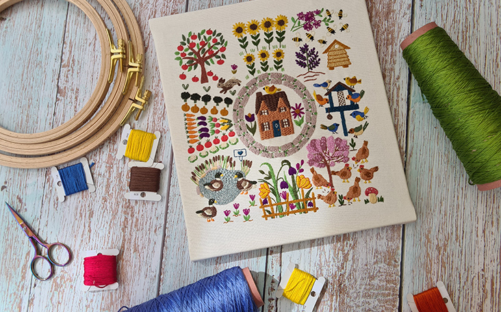 Stitchdoodles spring rabbits hand embroidery pattern