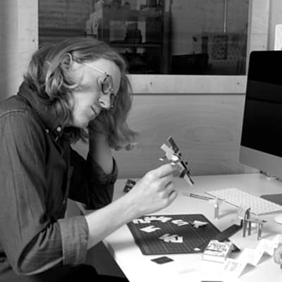 Nathan Joyce working on a first version of the Alphapets toy design