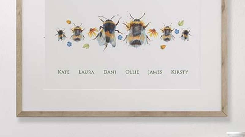Bees Personalised Family Name Print