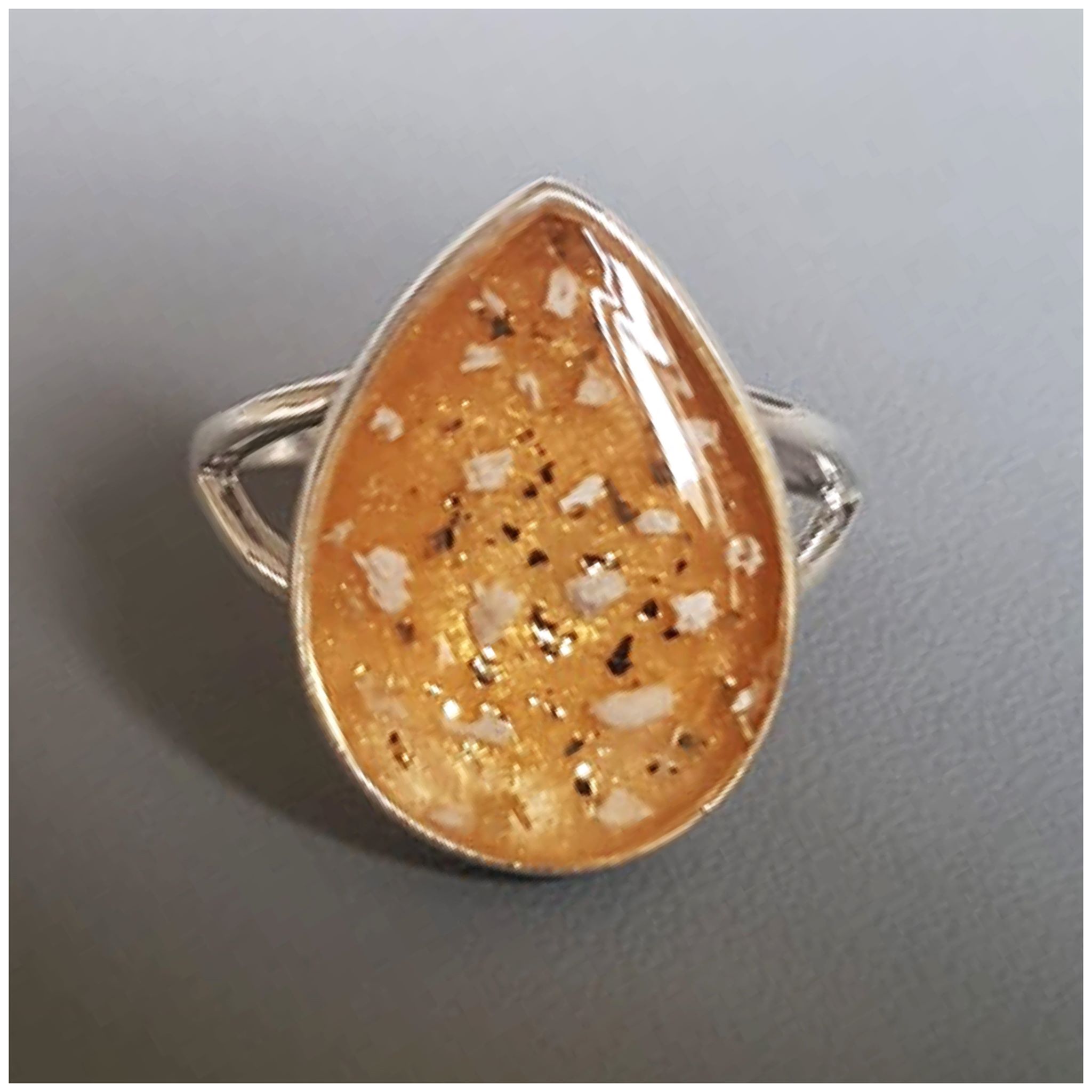 Forever Cherished Memorial Ashes Silver Pear Ring