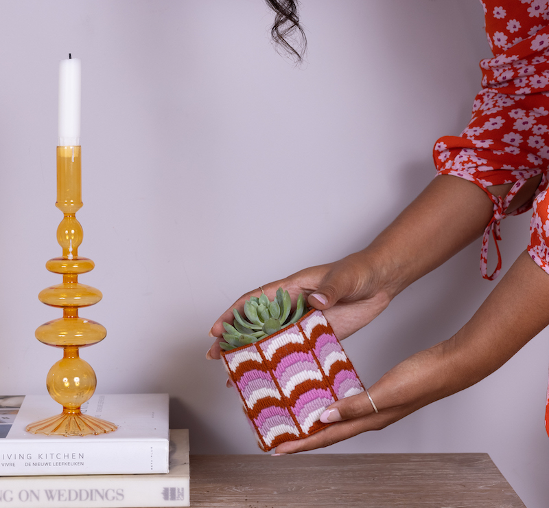 Bargello planter cover