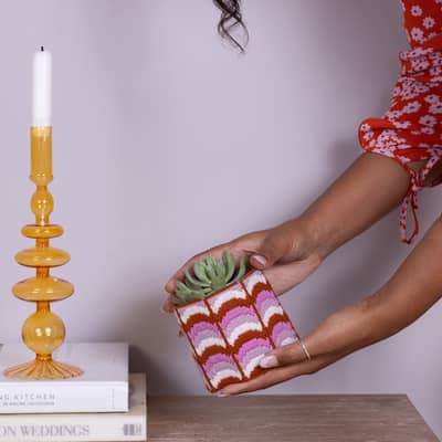 Bargello planter cover