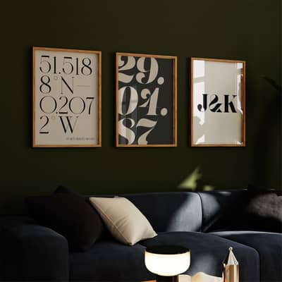 trio of our best selling personalised prints