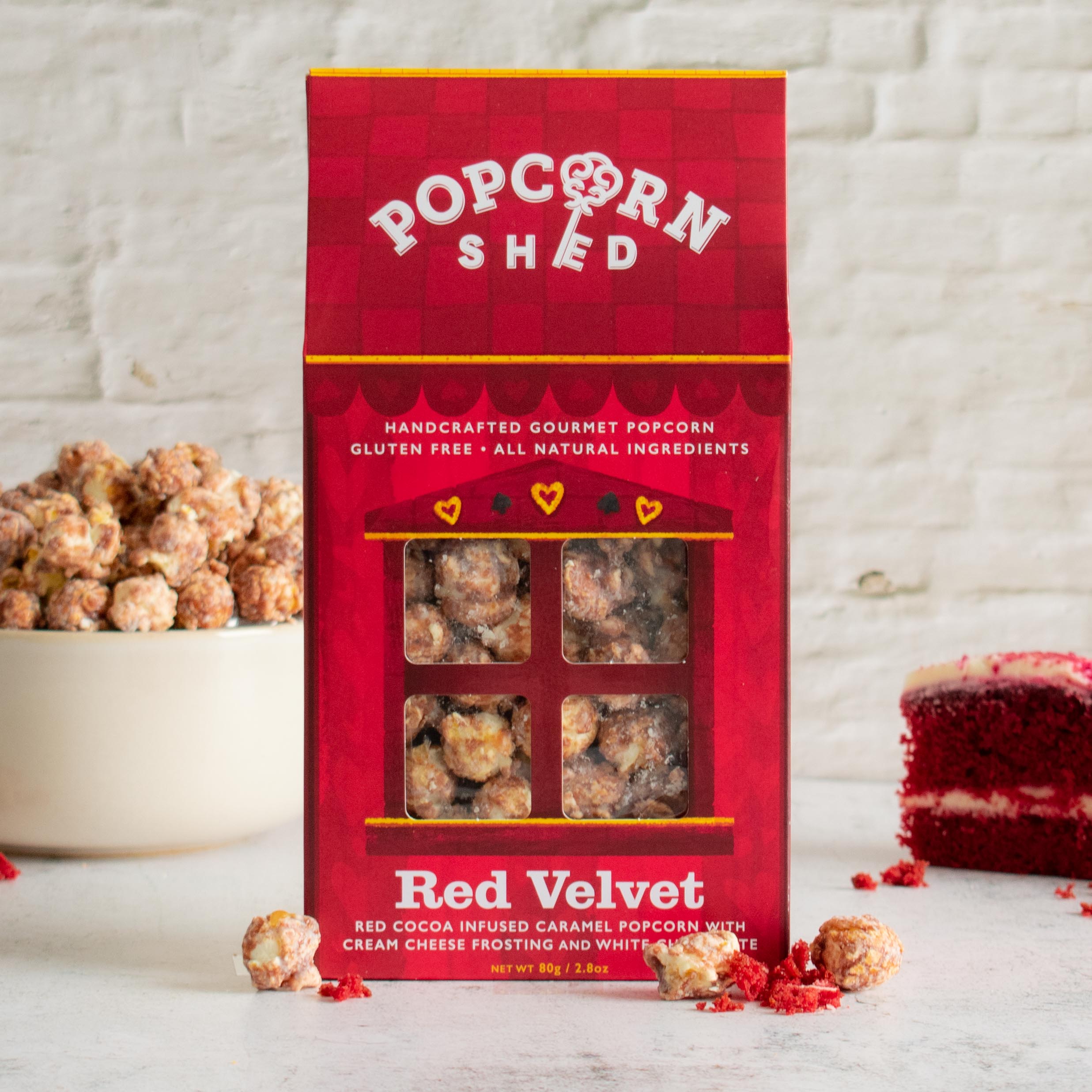 Red Velvet Gourmet Popcorn with White Chocolate