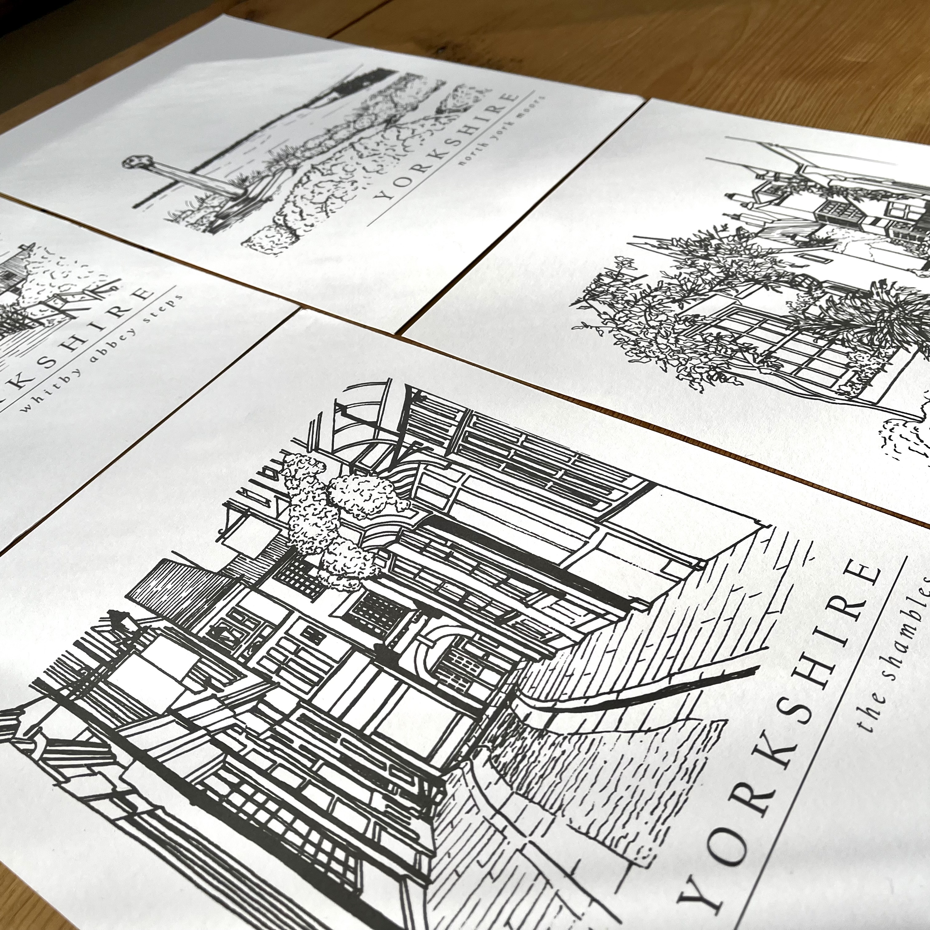 Hand illustrated Yorkshire prints